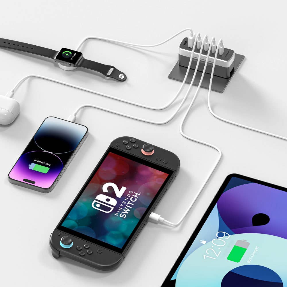 MOZTECH｜Slimo 超薄氮化鎵電源供應器-75W*1+五合一多功能傳輸充電線 120cm*1