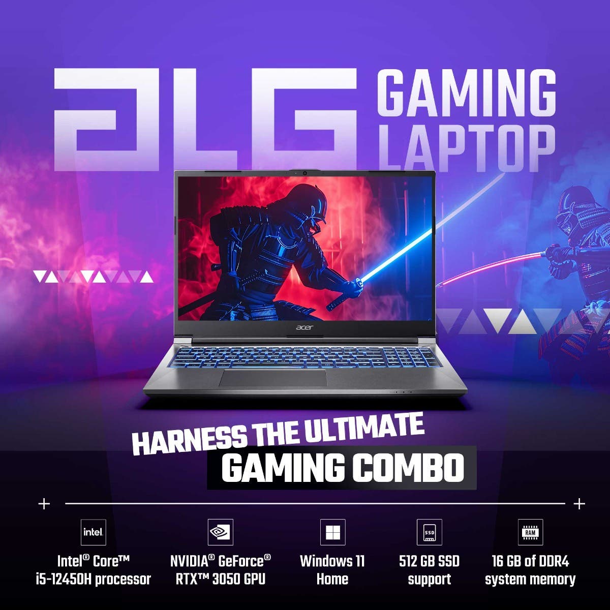 Acer ALG Gaming Laptop Intel Core i5-12450H Processor (Windows 11 Home/ 16 GB/ 512 GB SSD/NVIDIA GeForce RTX 3050/144 Hz) AL15G-52 with 39.6 cm (15.6") Full HD, Steel Gray, 1.99 KG