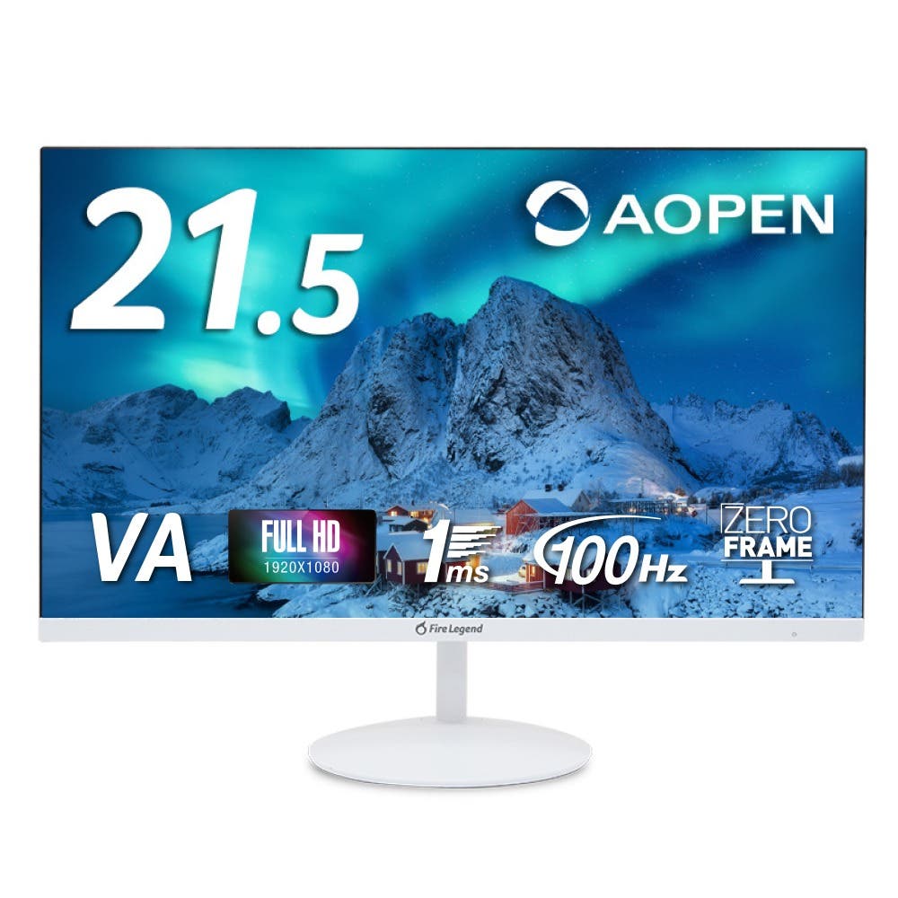 Acer AOPEN モニター 21.5インチ フルHD 非光沢 広視野角VA 100Hz 1ms(TVR)  AdaptiveSync HDMI 1.4 ミニD-Sub 15ピン スピーカー・ヘッドホン端子 ゼロフレームデザイン ホワイト 22SB2QHwmix - スペック詳細