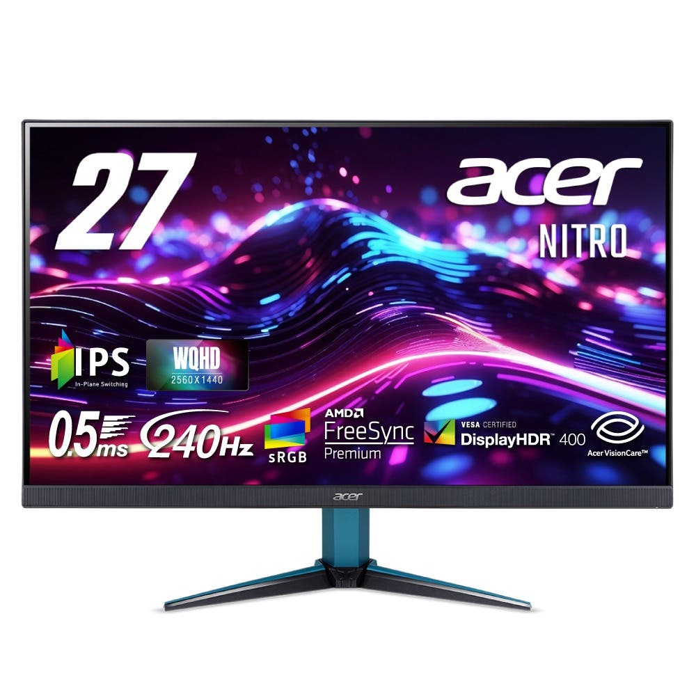 Acer Nitro ゲーミングモニター 27インチ WQHD 広視野角 IPS 非光沢 240Hz 0.5ms(GTG)  AMD FreeSync Premium sRGB 99% HDR400 ブルーライトシールド HDMI 2.0 DisplayPort v1.4 スピーカー・ヘッドホン端子 VESAマウント対応 ゼロフレーム VG272UW2bmiipx