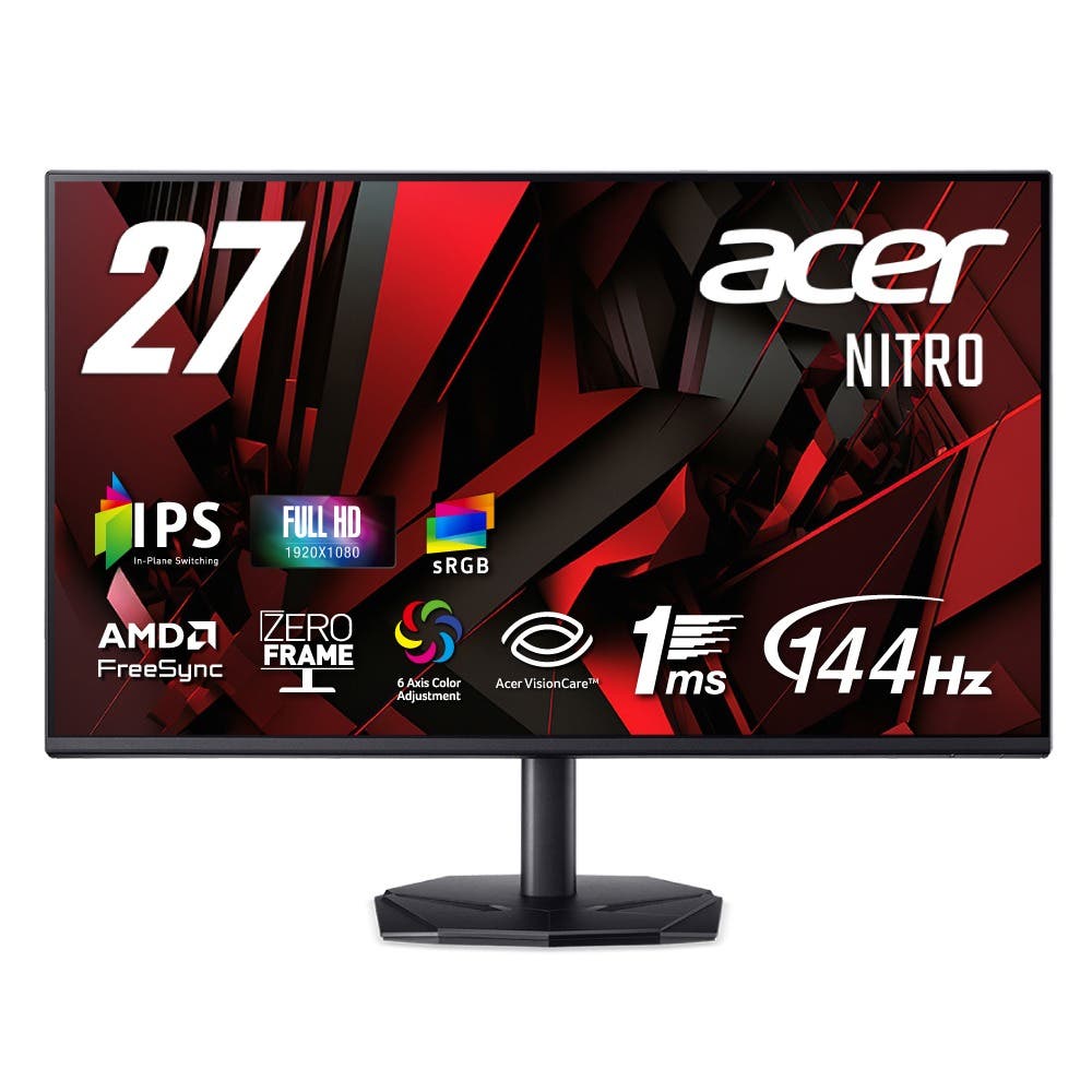 Acer 27インチ フルHD 144Hz 1ms(VRB) IPS 非光沢 sRGB 99% AMD FreeSync ブラックブースト VRB対応 ブルーライト低減 HDMI 1.4 DisplayPort v1.2 ゲームビューテクノロジー Acer Display Widget 6軸カラー調整 VESAマウント対応 Nitro ゲーミングモニター KG271P6bip