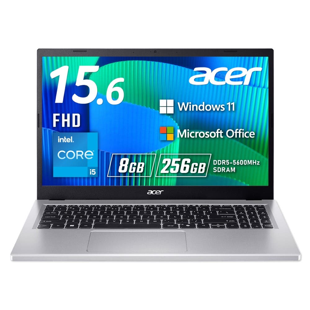 Acer Extensa 15 Windows 11 Pro ノートパソコン Core i5 第13世代 8GBメモリー 256GB SSD 15.6インチ フルHD 16:9 Office 1.78Kg 9.5時間駆動 Webカメラ スピーカー・マイク内蔵 WiFi6 対応 日本語キーボード Copilotキー ピュアシルバー EX215-57-N58UDB4
