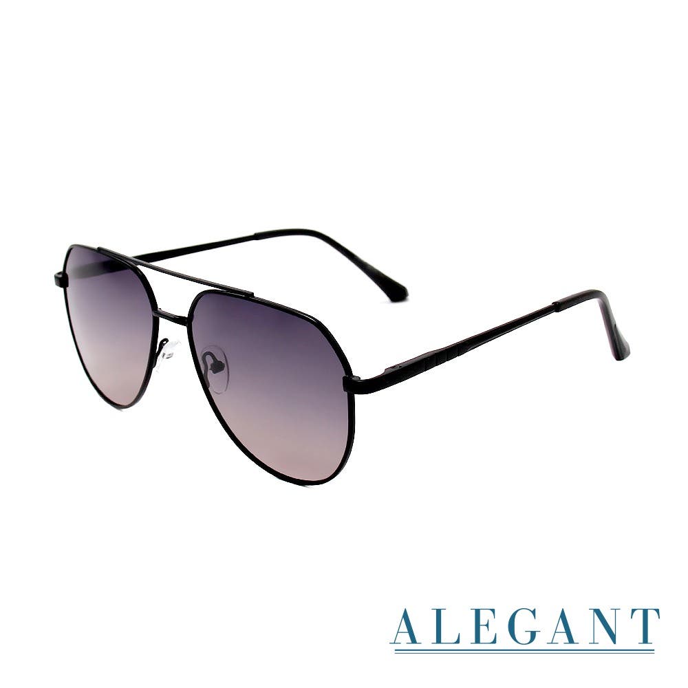 【ALEGANT】漠霞紫飛官彈簧鏡腳寶麗來偏光墨鏡│UV400太陽眼鏡-漠霞紫