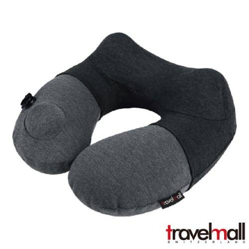 Travelmall 手動旅行充氣枕 - 黑灰