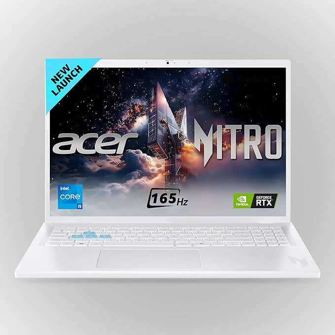 Acer NITRO LITE 16, Gaming Laptop, Intel Core i5-13420H processor, NVIDIA GeForce RTX 4050 with 6 GB GDDR6, 16GB / 512GB SSD, WUXGA IPS, 16.0"/40.64 cm, 165 Hz, Win 11 Home, MSO, White, 1.95 kg, NL16-71G, Backlit Keyboard