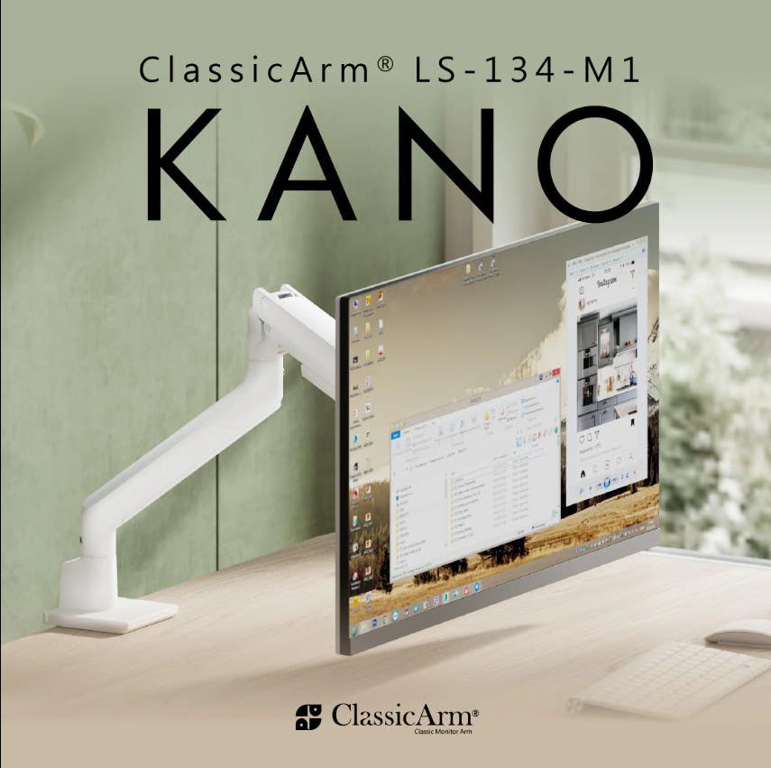 KANO系列 Raymii LS-134-M1 氣壓式螢幕支架-白色