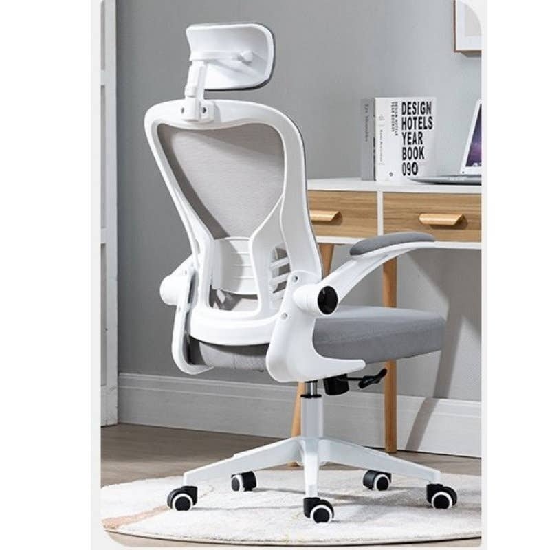 MGSHOP 馬卡龍色系人體工學椅電腦椅(書桌椅 升降椅 辦公椅)-白框灰網