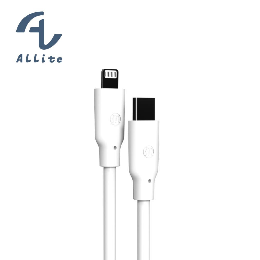 Allite 1.5 M 液態矽膠充電線｜USB-C to Lightning－經典白