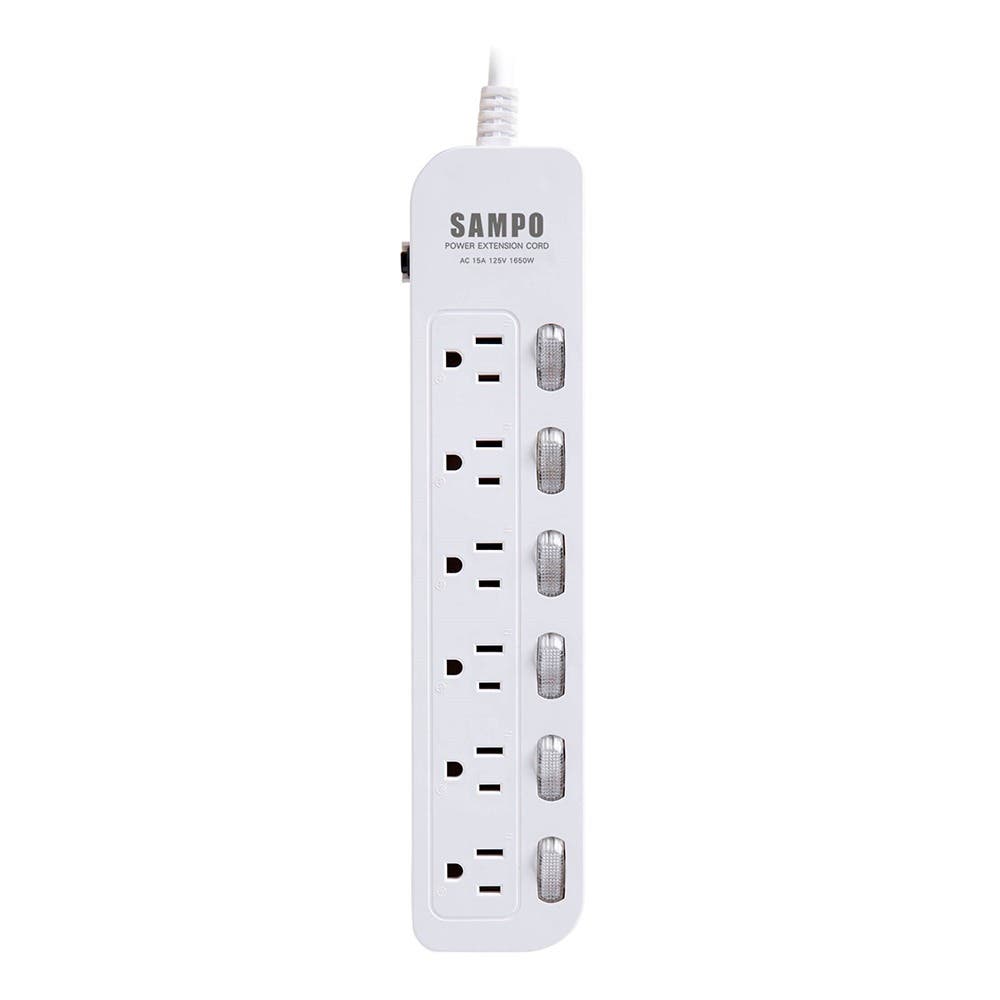 【SAMPO】 六開六插電源延長線(6尺) EL-W66R6