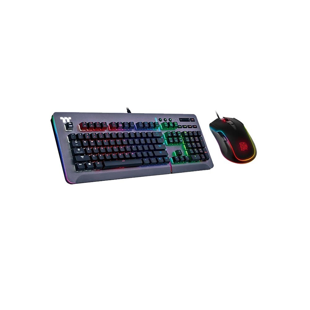 【Thermaltake 曜越】Level 20 RGB Cherry MX 銀軸電競鍵盤鈦灰特仕版 & 奈諾司 RGB 電競滑鼠 組合