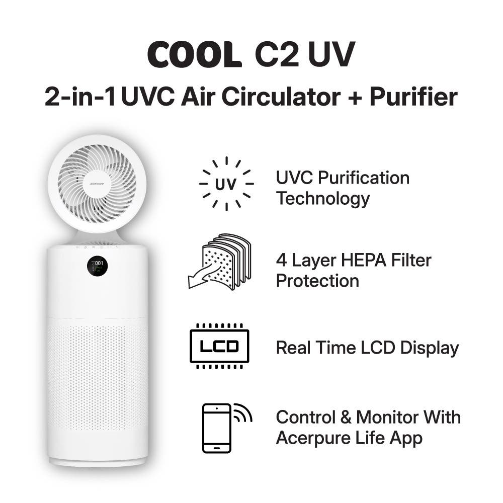 Acerpure Cool C2 | AC553-50W 2in1 UVC Air Circulator and  Purifier 