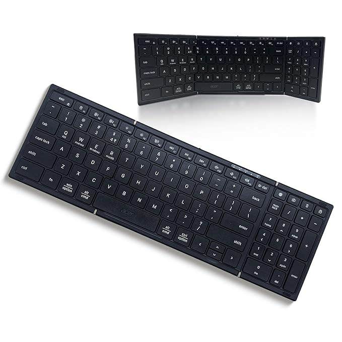 

Acer Fold Max | 99 Keys Full-Size Foldable Bluetooth Keyboard | BT 5.0 | Rechargeable 180mAh Battery | USB-C Fast Charging | 51H Use | Portable ABS Bu