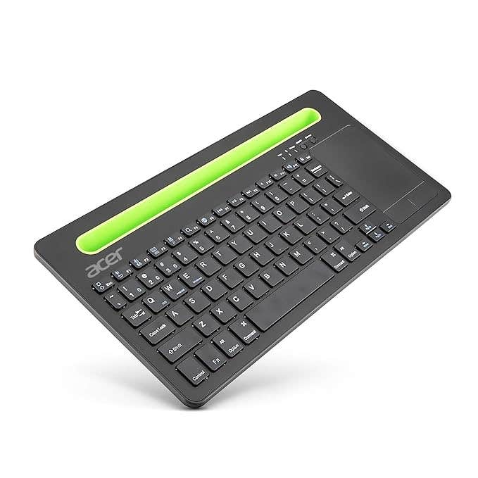 

Acer SwiftConnect Multi-Device Wireless Rechargeable Keyboard with Cradle Touchpad | Dual Channel Switch | Compact Quiet | Works with Windows Mac La