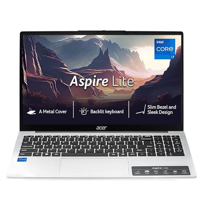 Acer Aspire Lite, 13th Gen, Intel Core i7-13620H Processor, 16 GB RAM, 512GB SSD, Full HD  IPS, 15.6"/39.62 cm, Windows 11 Home, MSO, Pure Silver,  1.70 kg,  AL15-52H,  Backlit keyboard, Thin and Light Laptop
