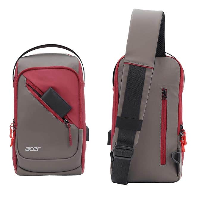 

Acer Sleek Cross Body Bag | Soft Vegan Leather Sling with USB Port | Dual Compartments Secret Pocket Adjustable Strap | Ideal for Travel Tablet Passp