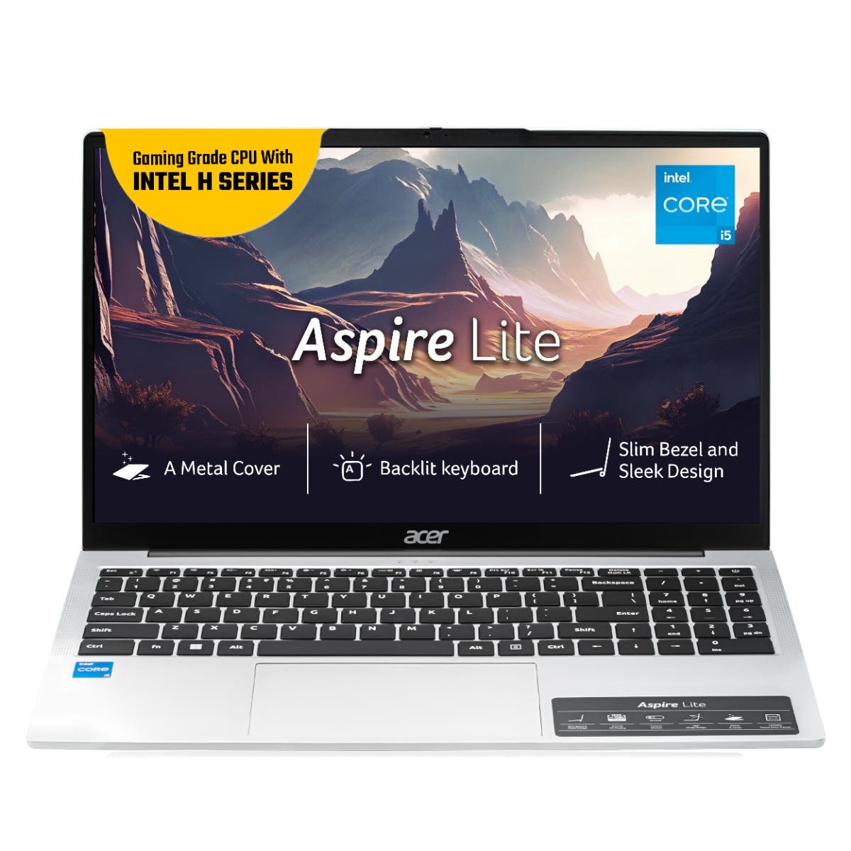 

Acer Aspire Lite Intel Core 5 processor 210H 16 GB RAM 512GB SSD Full HD IPS 15.6/39.62 cm Windows 11 Home Pure Silver 1.70 kg AL15-52H Backlit keyb