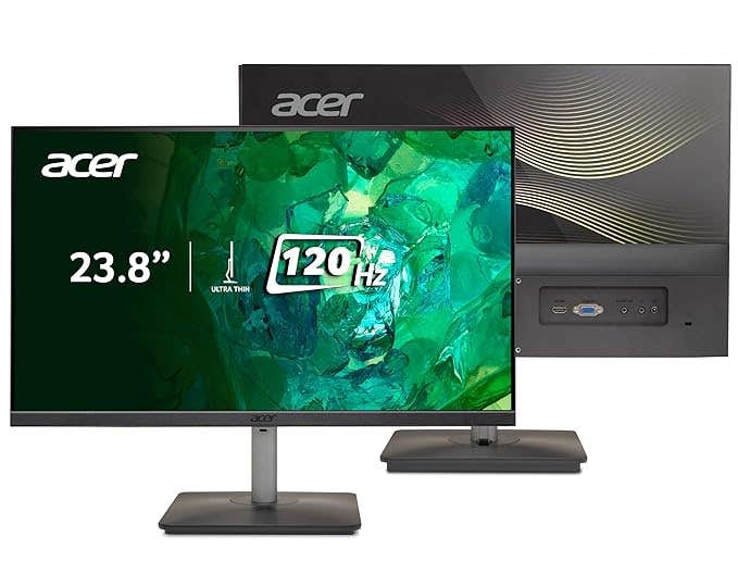 

Acer RS242Y 23.8 Inch Full HD IPS Ultra-Thin (6.9mm) Backlit LED Monitor I Color Patterned Back Mood Light I Dual Glass Design Sleek Metal Frame I 1 M