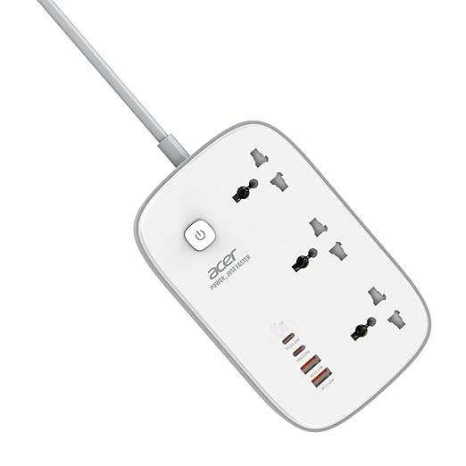 

Acer PowerHub Core GaN | 3 AC Outlets + 4 USB Ports (2 Type-C GaN PD 65W + 2 Type-A) | GaN Fast Charging 2500W | Surge Protection | Compact Desktop Po