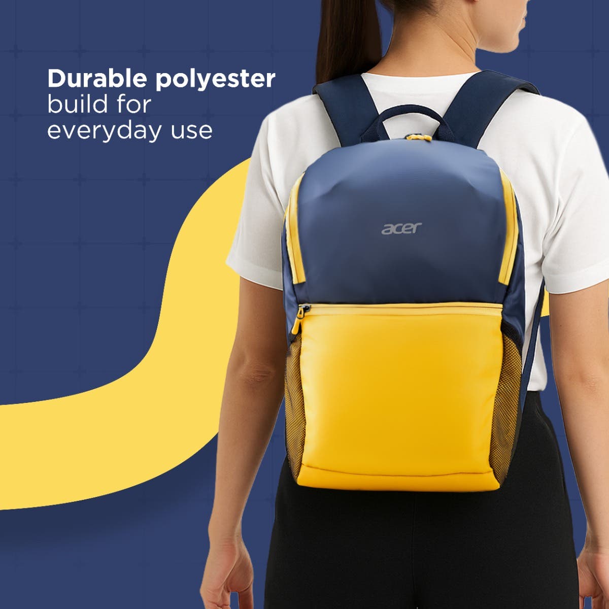 

Acer Pulse Lightweight Rich Polyster PU Coated Water-Resistant Backpack Padded Laptop Sleeve fits up to 15.6 inch Front Pocket 2 Side Bottle mesh Cush