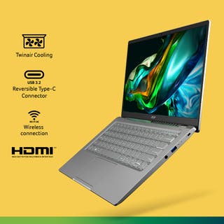 Acer Swift Go 14 Thin and Light Premium Laptop AMD Ryzen 5 7530U Hexa-Core Processor (Windows 11 Home/ 16 GB/ 512 GB SSD/MS Office Home and Student) Pure Silver, SFG14-41, 35.56 cm (14.0") Full HD Display
