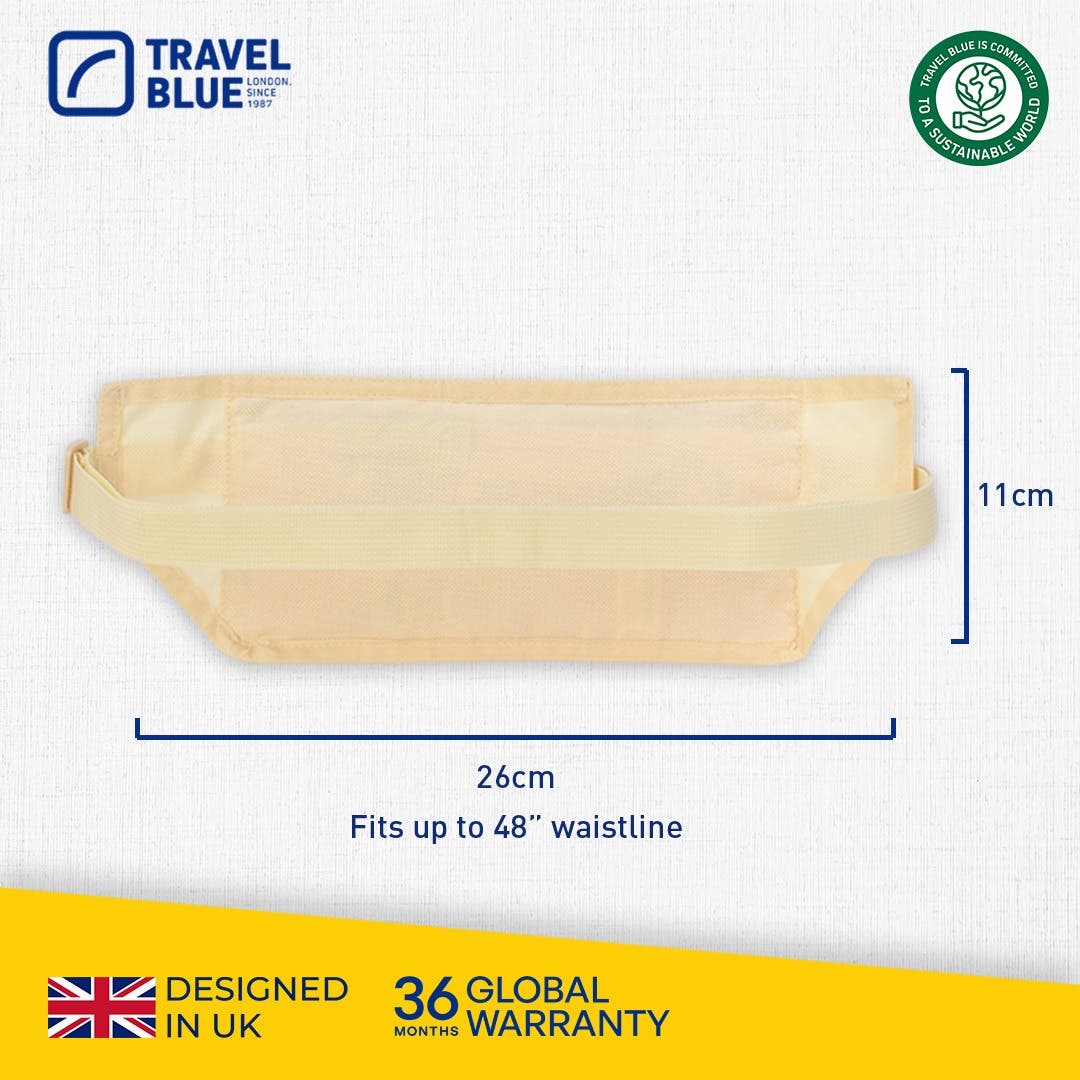 【Travel Blue 藍旅】RFID超薄貼身腰包 黑色